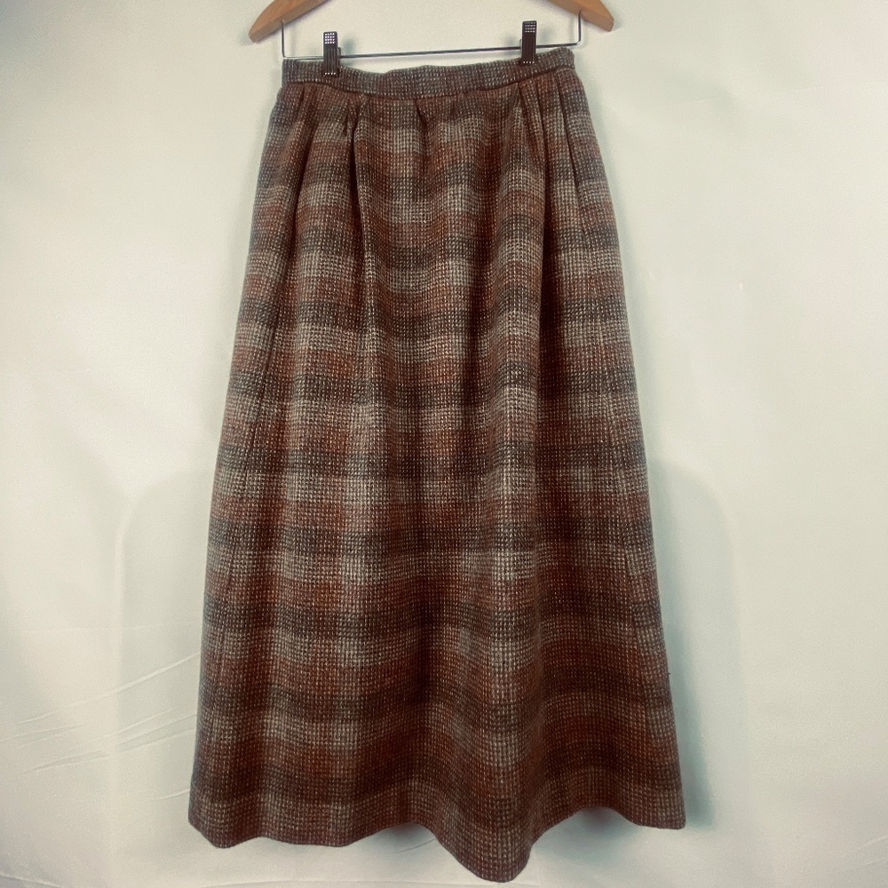 Ellen Tracy vintage brown pleated midi skirt